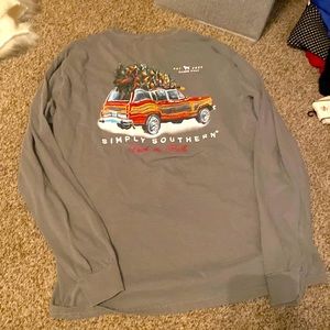 Simply southern size large Christmas gray long sleeve shirt deck The halls